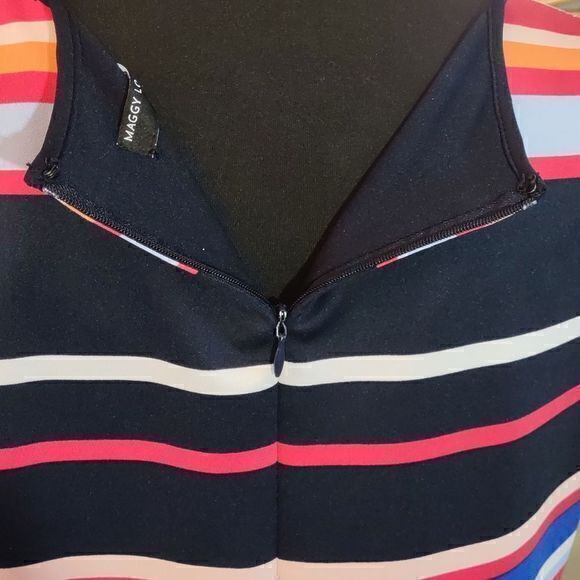 Maggy London Stripes Sleeveless Shift Dress Sz 14 - Picture 8 of 14